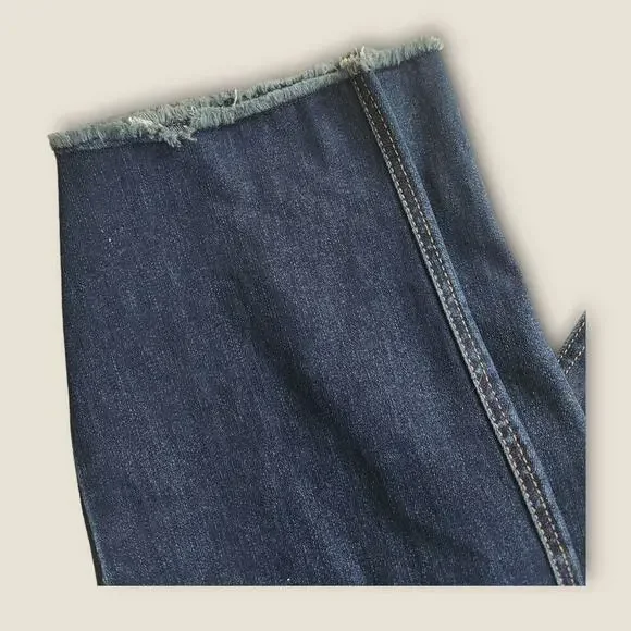 Billie Women's Jeans Dark Wash Raw Hem Straight Leg High-rise Size 14 - Picture 7 of 8